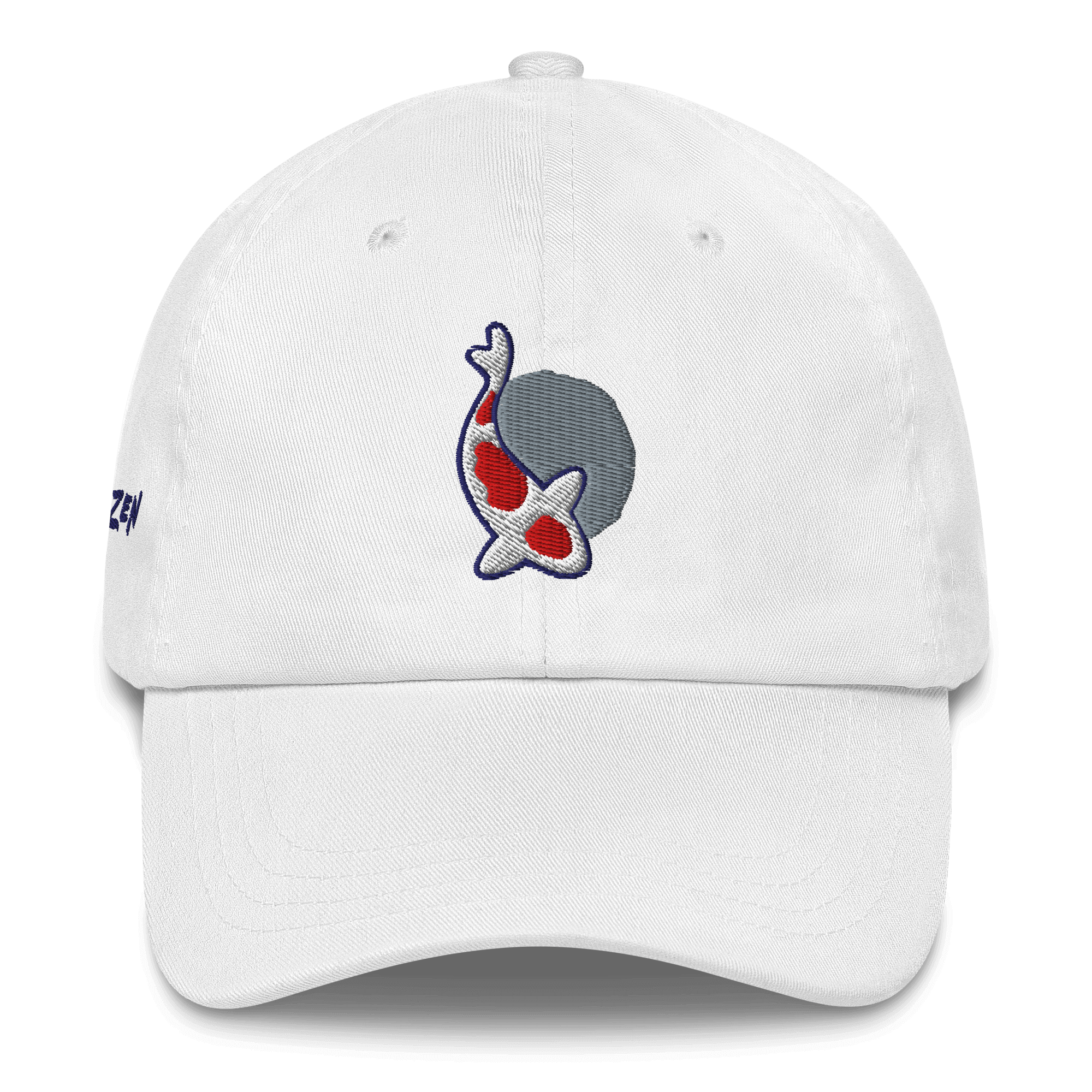 Straight-on product image of the Kenzen Logo hat in white with the logo icon embroidered on the front